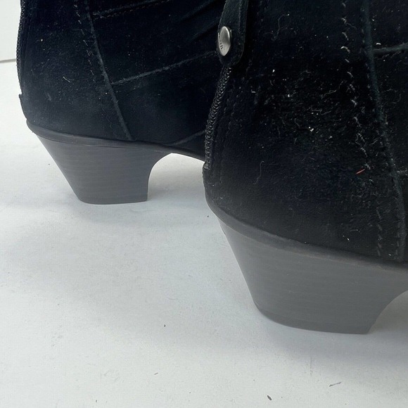 Earth Aurora Black Suede Lace Up Booties Size 8.5 D WIDE Peep Toe - Picture 6 of 14